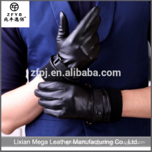 High quality cheap custom men's black leather gloves